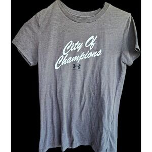 Under Armour Women's Gray City Of Champions Graphic Print Crew Neck Tee Size XS